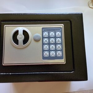 Black Metal Alloy Digital Safe Box = 9.5” D x 6.7”x 6.7”